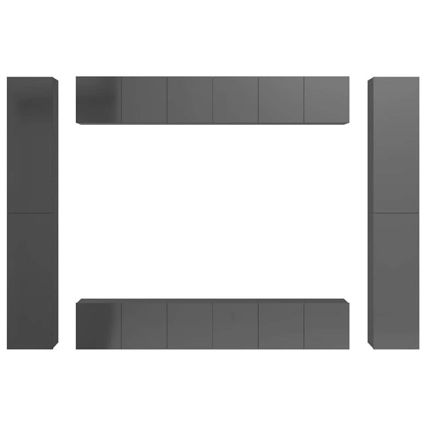 10-tlg. TV-Schrank-Set Hochglanz-Grau Holzwerkstoff