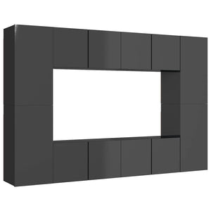 8-tlg. TV-Schrank-Set Hochglanz-Grau Holzwerkstoff