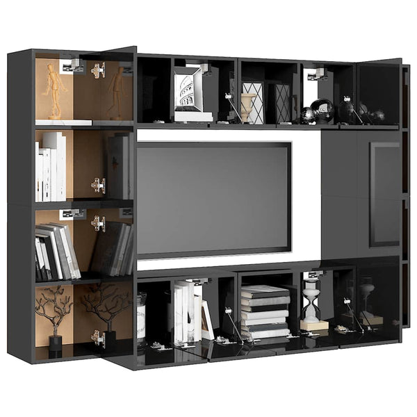 8-tlg. TV-Schrank-Set Hochglanz-Grau Holzwerkstoff