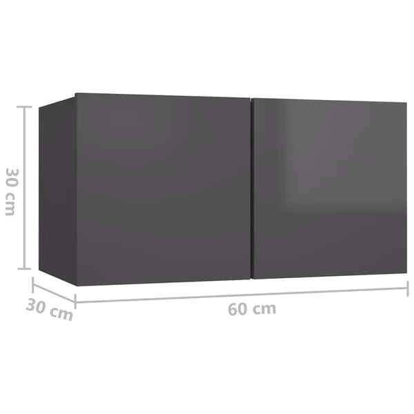 8-tlg. TV-Schrank-Set Hochglanz-Grau Holzwerkstoff