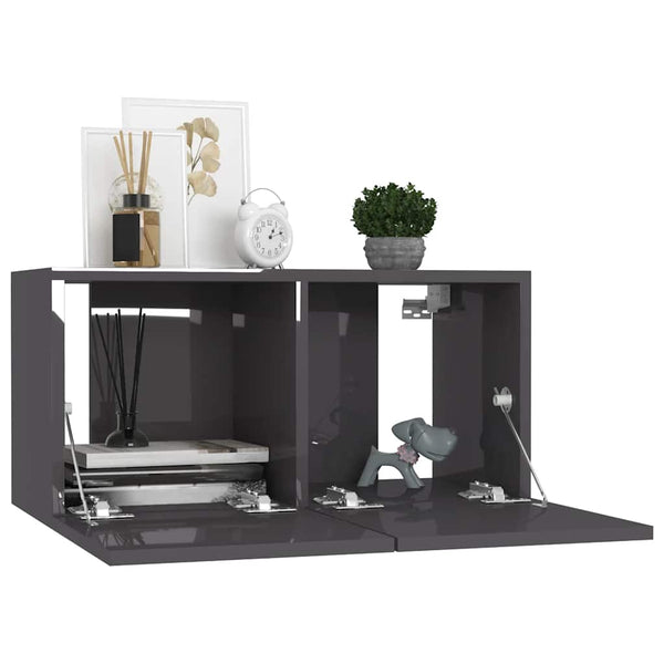8-tlg. TV-Schrank-Set Hochglanz-Grau Holzwerkstoff