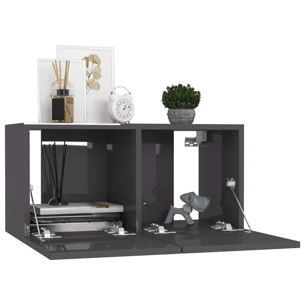 7-tlg. TV-Schrank-Set Hochglanz-Grau Holzwerkstoff