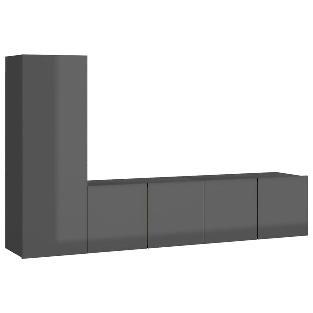 3-tlg. TV-Schrank-Set Hochglanz-Grau Holzwerkstoff