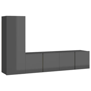 3-tlg. TV-Schrank-Set Hochglanz-Grau Holzwerkstoff
