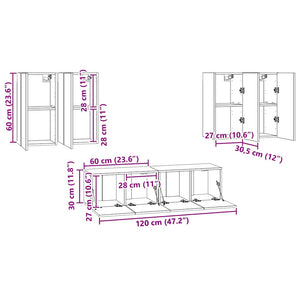 6-tlg. TV-Schrank-Set Hochglanz-Grau Holzwerkstoff
