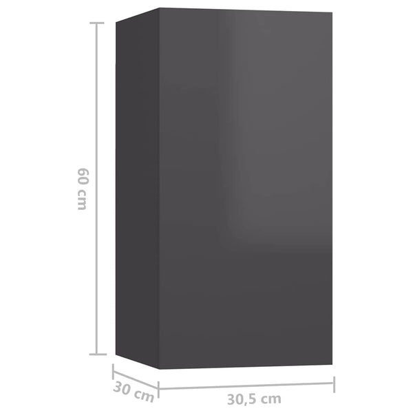 4-tlg. TV-Schrank-Set Hochglanz-Grau Holzwerkstoff