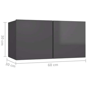 4-tlg. TV-Schrank-Set Hochglanz-Grau Holzwerkstoff
