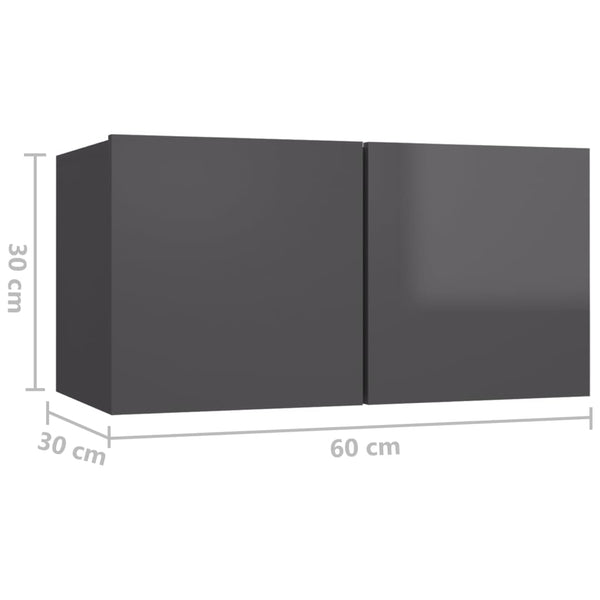 4-tlg. TV-Schrank-Set Hochglanz-Grau Holzwerkstoff