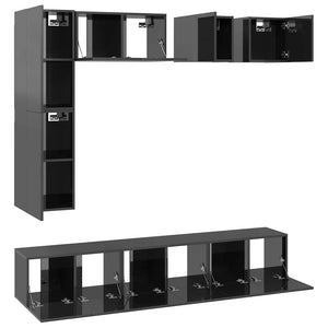 8-tlg. TV-Schrank-Set Hochglanz-Grau Holzwerkstoff