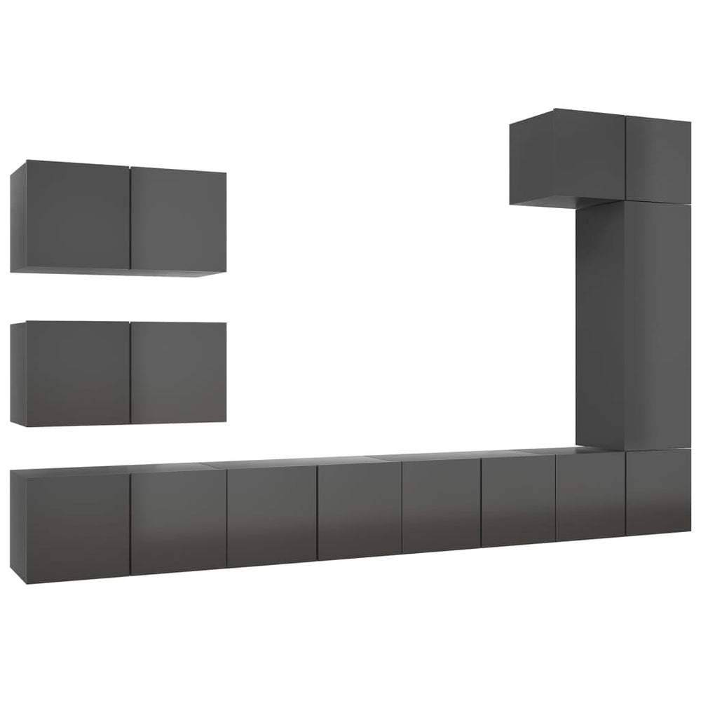 8-tlg. TV-Schrank-Set Hochglanz-Grau Holzwerkstoff