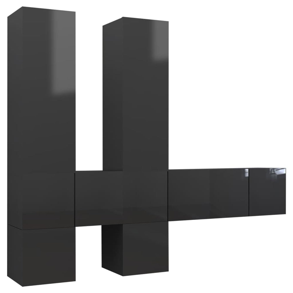 7-tlg. TV-Schrank-Set Hochglanz-Grau Holzwerkstoff