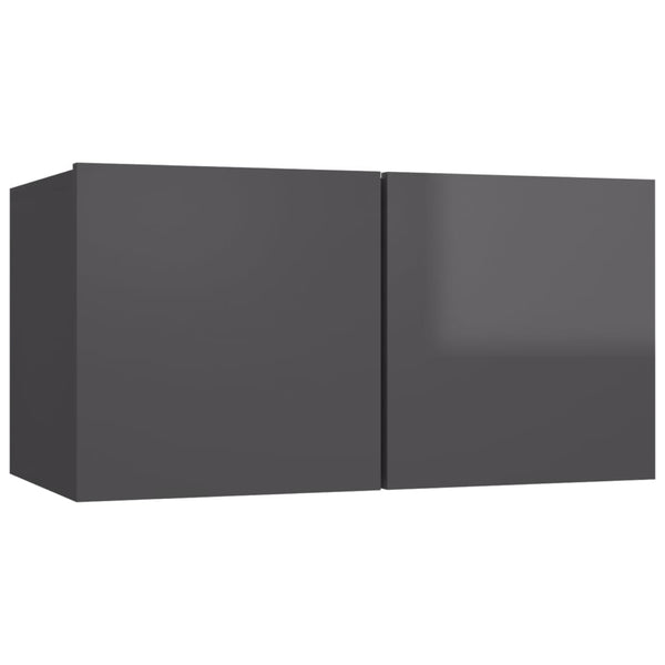 7-tlg. TV-Schrank-Set Hochglanz-Grau Holzwerkstoff