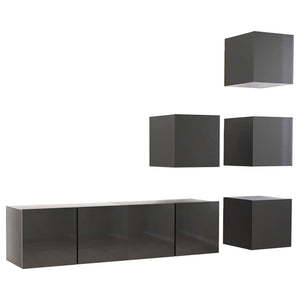 6-tlg. TV-Schrank-Set Hochglanz-Grau Holzwerkstoff