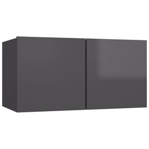 6-tlg. TV-Schrank-Set Hochglanz-Grau Holzwerkstoff
