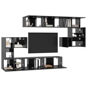 10-tlg. TV-Schrank-Set Hochglanz-Grau Holzwerkstoff