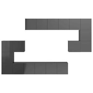 10-tlg. TV-Schrank-Set Hochglanz-Grau Holzwerkstoff
