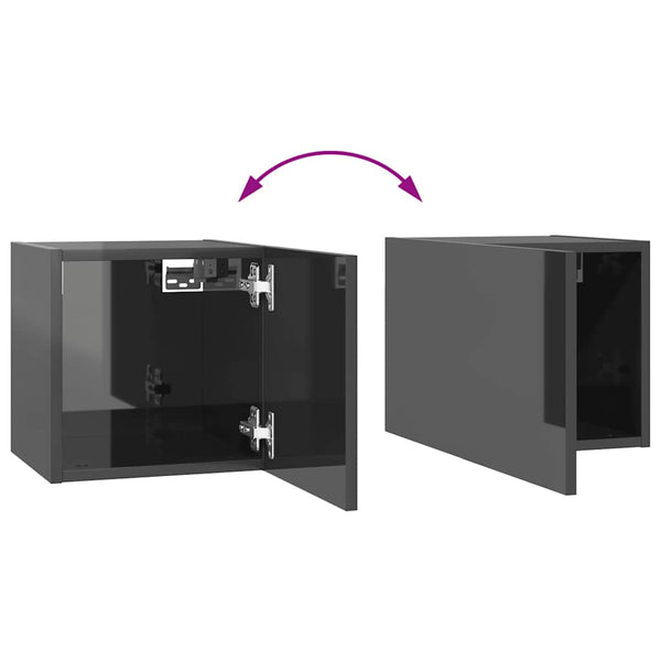 10-tlg. TV-Schrank-Set Hochglanz-Grau Holzwerkstoff