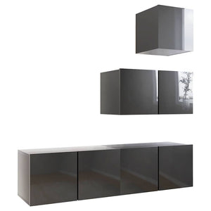 4-tlg. TV-Schrank-Set Hochglanz-Grau Holzwerkstoff