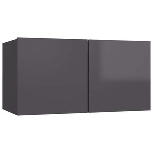 4-tlg. TV-Schrank-Set Hochglanz-Grau Holzwerkstoff