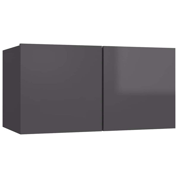 4-tlg. TV-Schrank-Set Hochglanz-Grau Holzwerkstoff