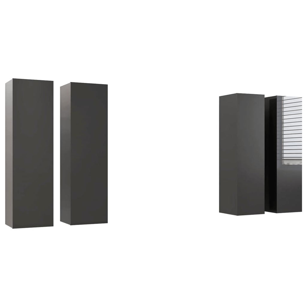 TV-Schränke 4 Stk. Hochglanz Grau 30,5x30x110 cm Holzwerkstoff