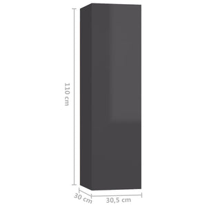 vidaXL Meubles TV 4 pcs Gris brillant 30,5x30x110 cm Aggloméré