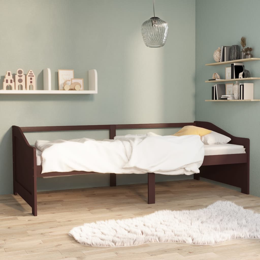 Tagesbett 90x200 cm Kiefer Massivholz Dunkelbraun