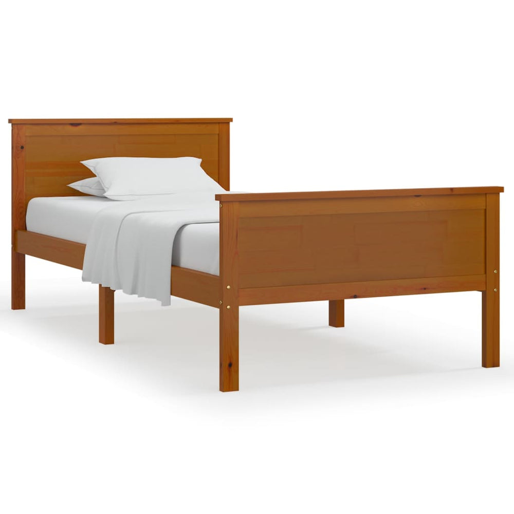 vidaXL Solid Wood Bed Honey Brown Pine 90x200 cm