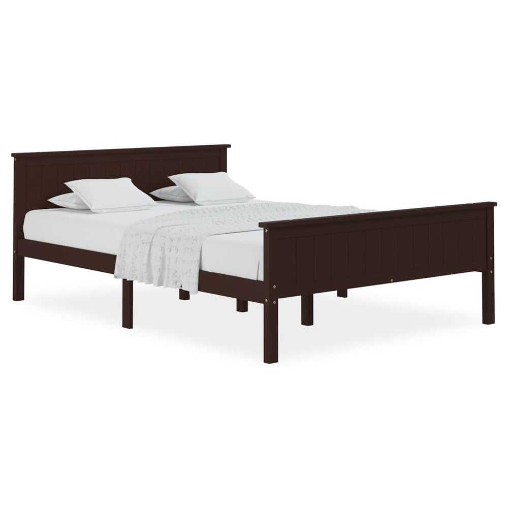 vidaXL Solid Wood Bed Dark Brown Pine 120x200 cm