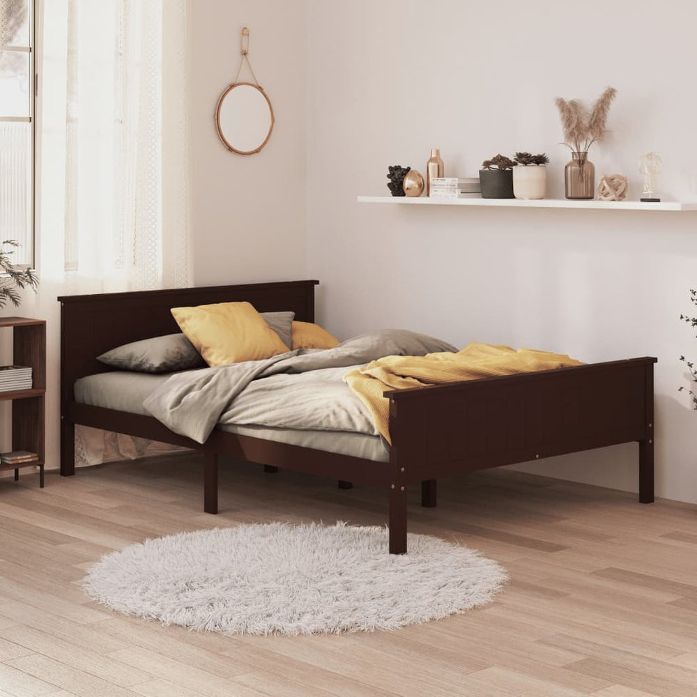 vidaXL Solid Wood Bed Dark Brown Pine 120x200 cm