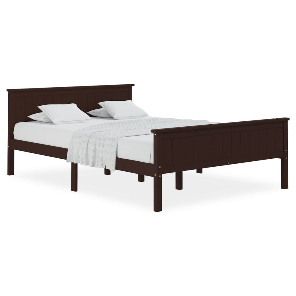 vidaXL Solid Wood Bed Dark Brown Pine 160x200 cm