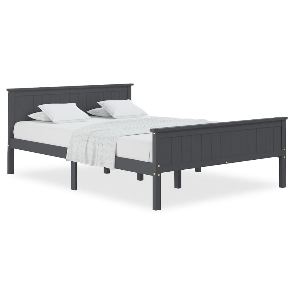 vidaXL Solid Wood Bed Grey Pine 160x200 cm