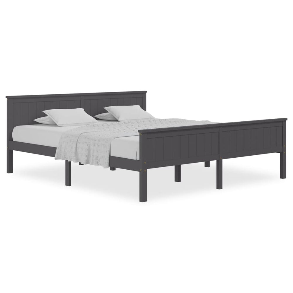 vidaXL Lit en bois massif gris pin 200x200 cm