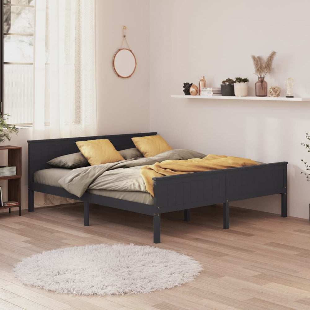 vidaXL Lit en bois massif gris pin 200x200 cm