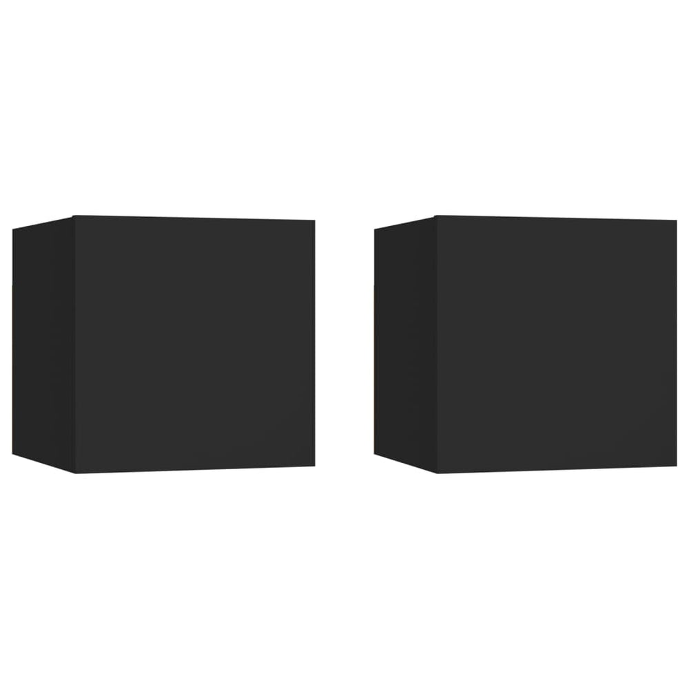 Nachttische 2 Stk. Schwarz 30,5x30x30 cm Holzwerkstoff