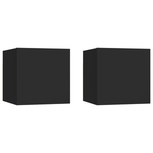 Nachttische 2 Stk. Schwarz 30,5x30x30 cm Holzwerkstoff