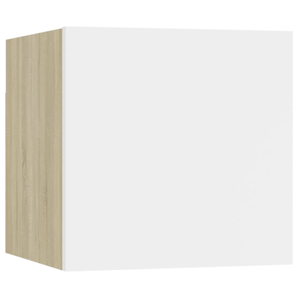 Nachttisch Weiß und Sonoma-Eiche 30,5x30x30 cm Holzwerkstoff