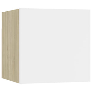Nachttisch Weiß und Sonoma-Eiche 30,5x30x30 cm Holzwerkstoff