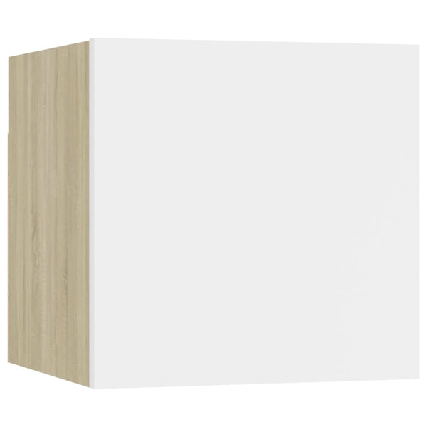 Nachttisch Weiß und Sonoma-Eiche 30,5x30x30 cm Holzwerkstoff