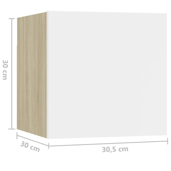 Nachttisch Weiß und Sonoma-Eiche 30,5x30x30 cm Holzwerkstoff