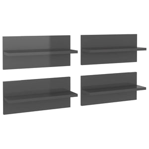 Hochglanz Wandregale Grau, 4er Set