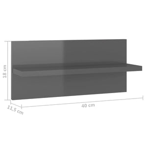 Hochglanz Wandregale Grau, 4er Set