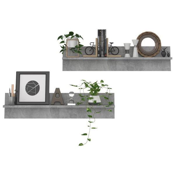 Betongraue Wandregale, 2er-Set