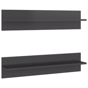 Wandregale Grau Hochglanz, 2er-Set