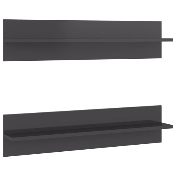 Wandregale Grau Hochglanz, 2er-Set
