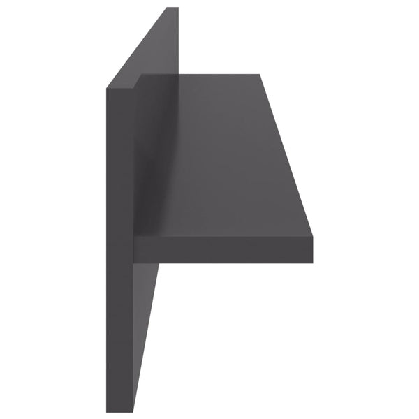 Wandregale Grau Hochglanz, 2er-Set