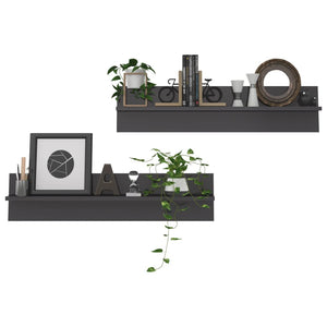Wandregale Grau Hochglanz, 2er-Set