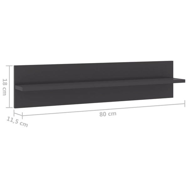 Wandregale Grau Hochglanz, 2er-Set