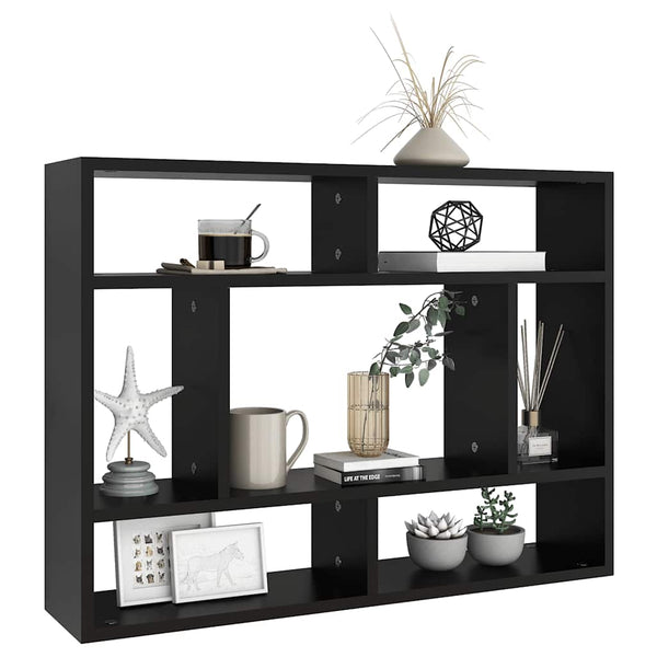 Schwarzes Wandregal 75x16x55 cm