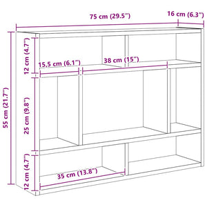 Schwarzes Wandregal 75x16x55 cm